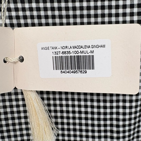 NWT DÔEN Angie Straight Neck Tank | Sz Medium | Noir La Maddalena Gingham Black - Picture 14 of 14